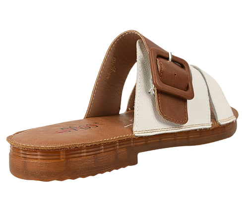 Papuci casual, dama, PASS COLLECTION, XA60016B alb, piele naturala